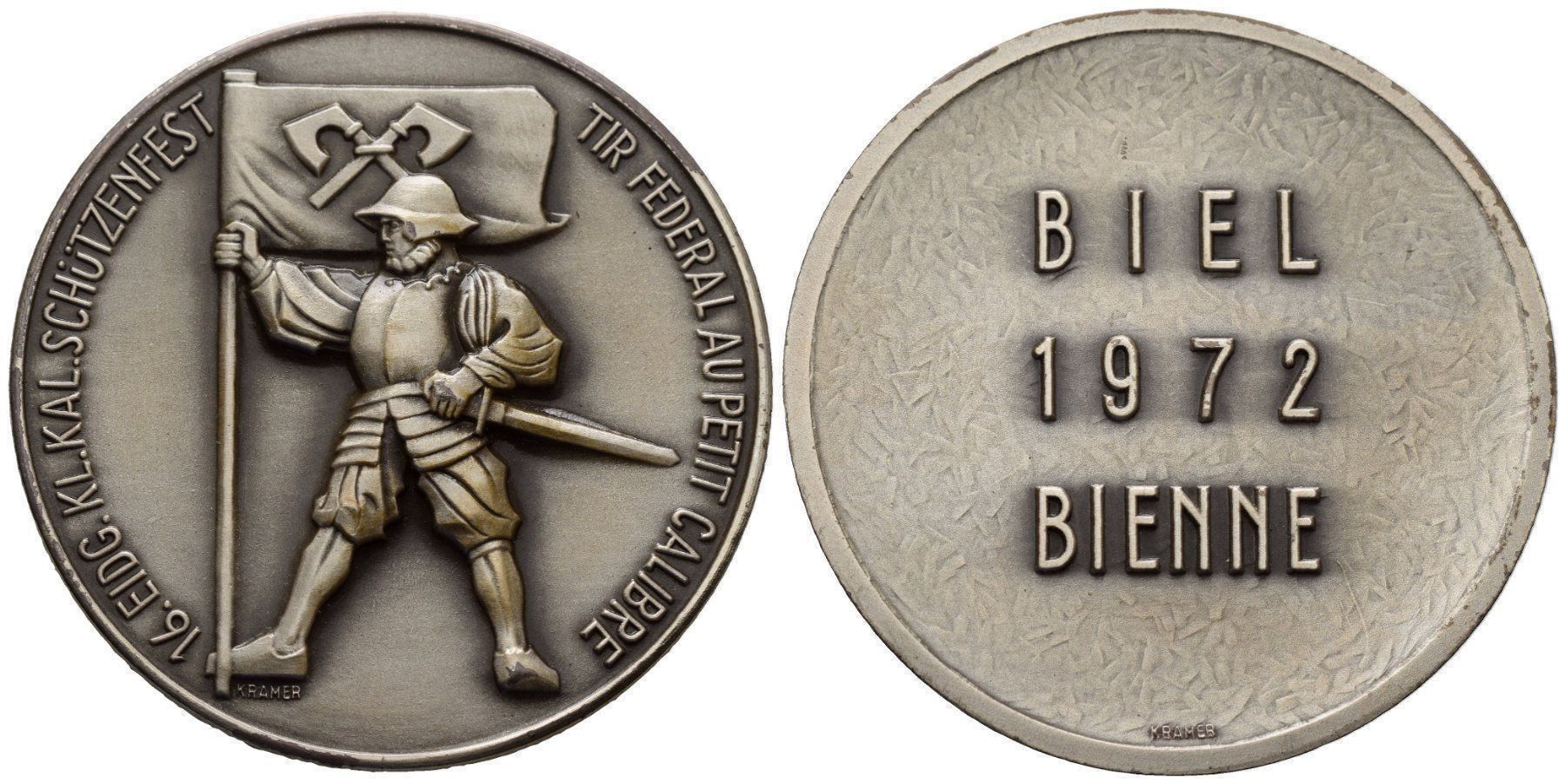 Medaillen: 1972 Biel Eidg. Kl. Kal. ,  50mm  /1020/ – Gebraucht aus Trimbach von Solothurn1