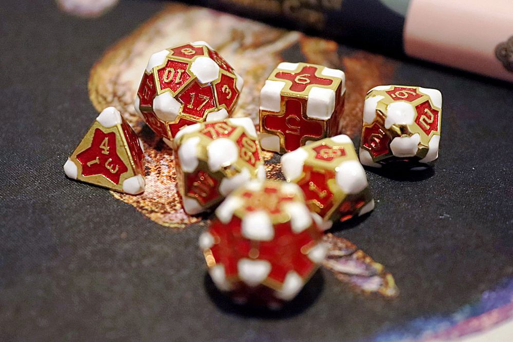 DND Metall Würfel Set Bronze - 7-teiliges RPG Würfel Set Für Rollenspiele