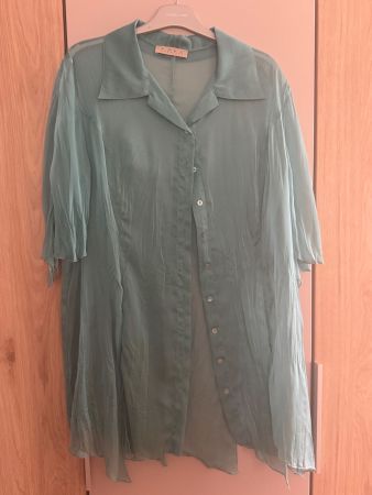 Tunique d'été turquoise T.46, voile transparent comme neuf!