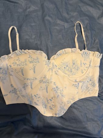 Cider Korsett Blumenmuster Weiss Blau Grösse M neu