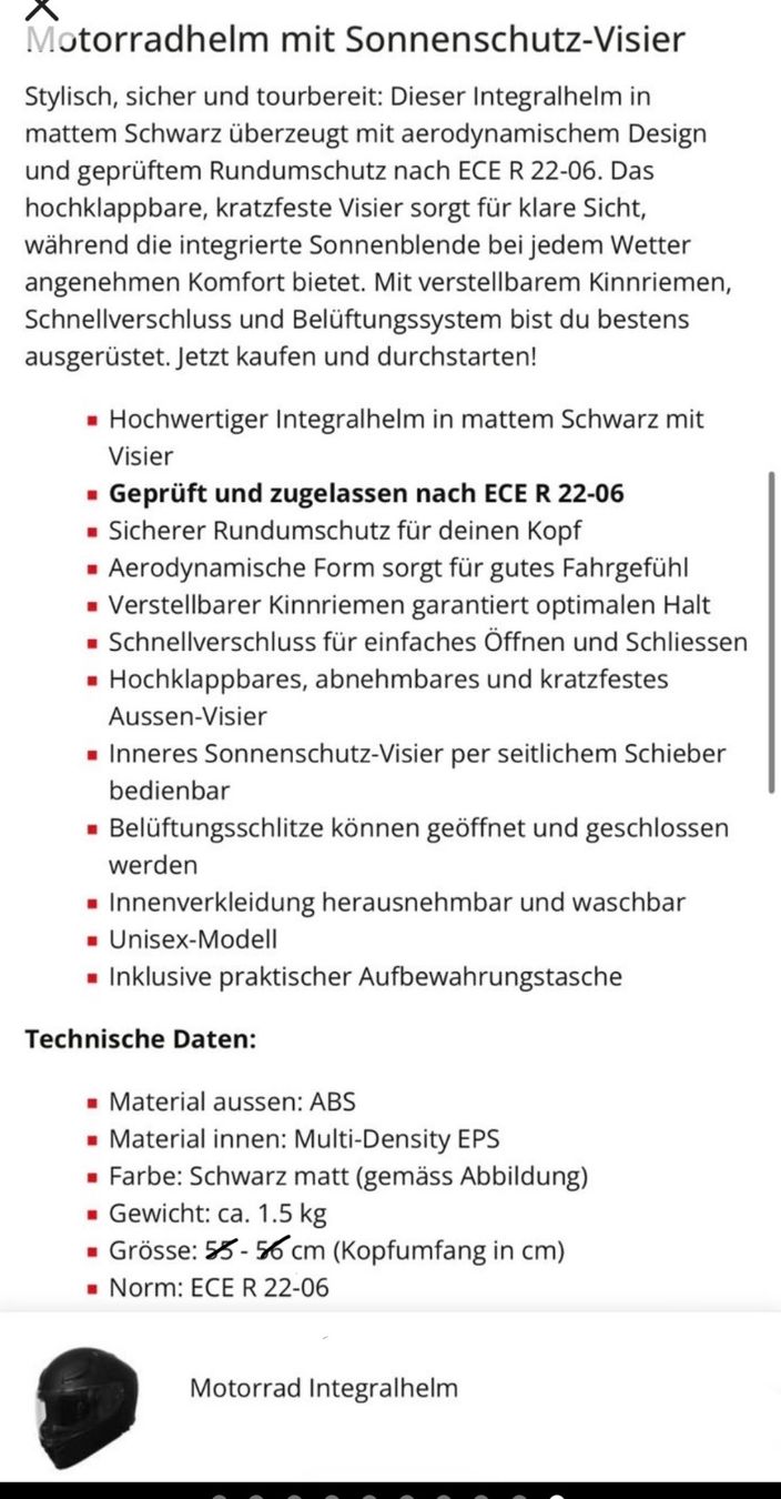 Caschi & visiere: Mottarradhelm schwarz matt Gr.M neu! – Nuovo (secondo la descrizione) da Luzern venduto da Chiara.9 9