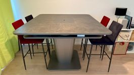 Table haute, îlot de convivialité SETIS + 4 tabourets