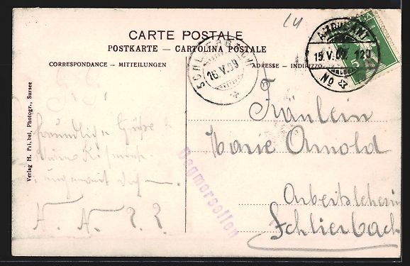 Cartoline postali: AK Sursee, Unterer Graben, 1909 – Usato da Berlin venduto da bartko-reher 1