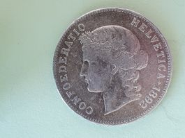 5 Franken 1892 Silber ***( Poste A+ )