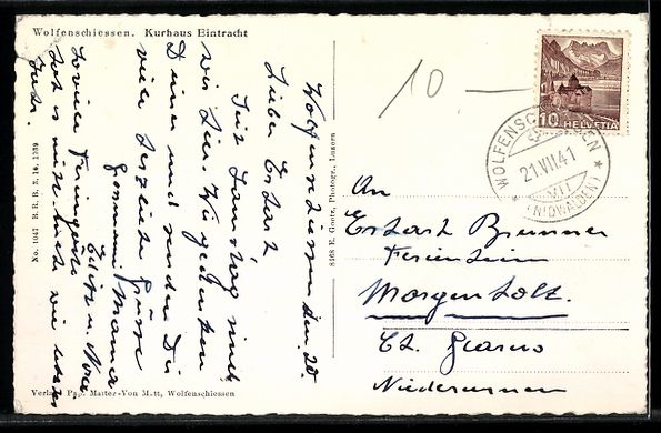Cartoline postali: AK Wolfenschiessen, Kurhaus Eintracht – Usato da Berlin venduto da bartko-reher 1