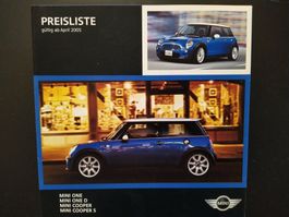 PREISLISTE Mini One, One D, Cooper, Cooper S ab April 2005