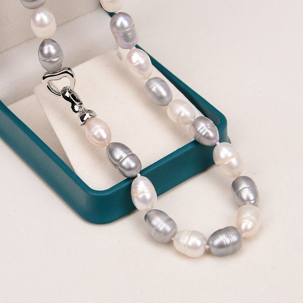 Ketten: Grau Lua Perlen Kette Echt 1cm Collier Perle Vrai Halskette – Neu (gemäss Beschreibung) aus Prilly von ilyria73 5