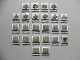 24 Militär Armee Uniform Abzeichen Zündholz Bier Sammlung CH