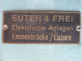 Blech Schild SUTER & FREI Elekt. Anlagen Emmenbrücke LUZERN