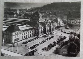 Luzern  Alter Bahnhof mit Parkplatz Ansichtskarte