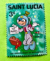 BRIEFMARKEN AUS St. Lucia Disney / Mondlandung UNGESTEMPELT 