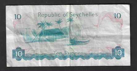 Banknoten: Seychelles  10  Rupees  Gebraucht – Gebraucht aus Gordola von coinsandnotes 1