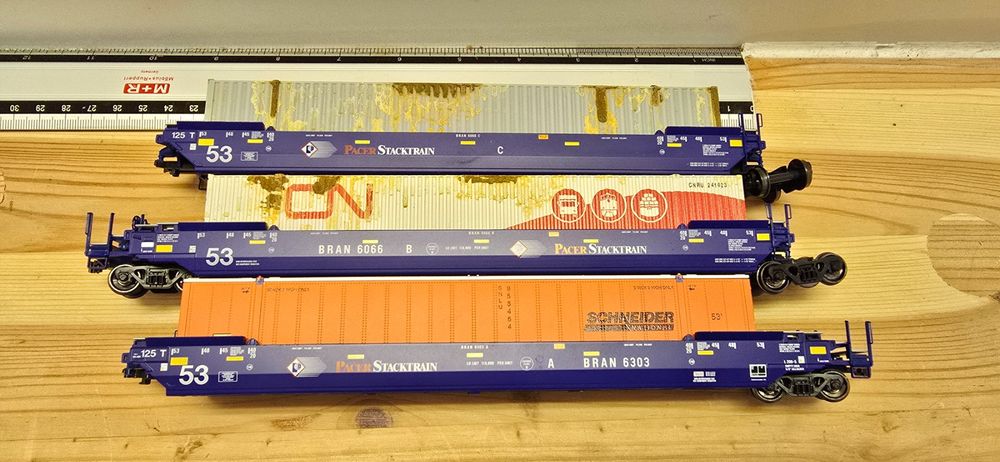 3er Set H0 Pacer Stacktrain BRAN 6066 53 Containerwagen (Gebraucht) in ...