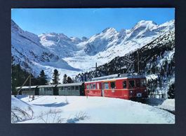 AK Berninagruppe Zug RhB Bahnhofbuffet Ospizio Bernina