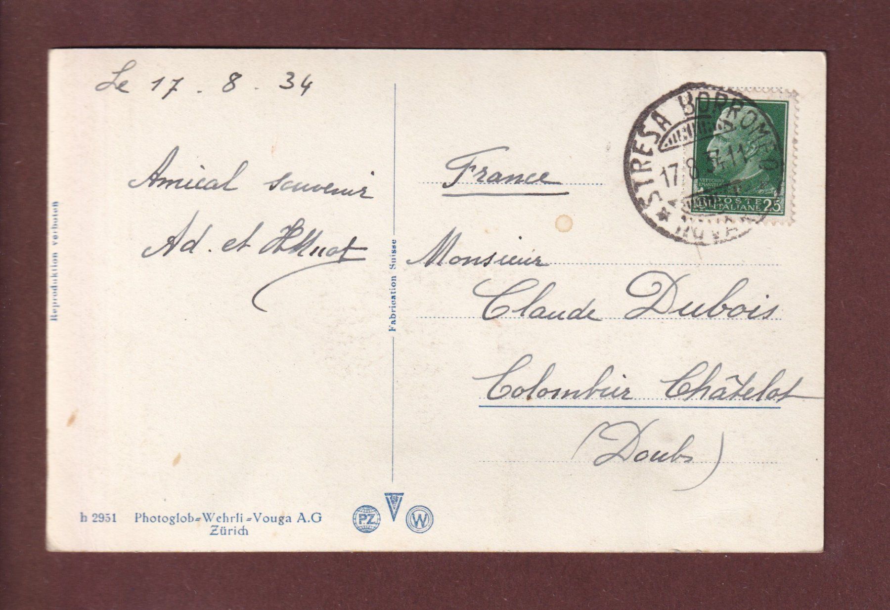 Cartoline postali: ST. MORITZ-BAD - 1934 – Usato da Pully venduto da nicecards 1