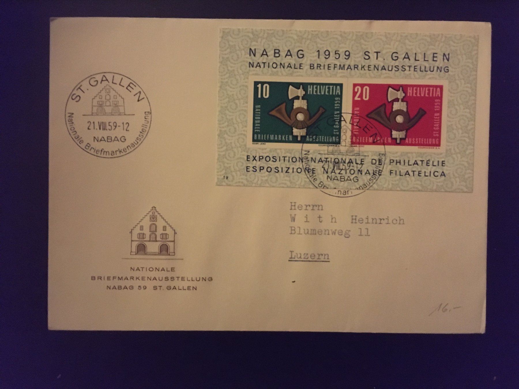 Tutti i francobolli: Lot Nabag Block 1959 – Usato da Nesslau venduto da andi_hon 1