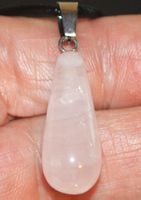 Halskette 6K – Rosa Quarz Tropfen 25x12mm