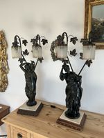 Wunderschönen Statuen Lampen in Jugendstil Paar, Top Zustand