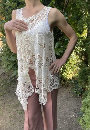 Chic cardigan a pizzo-colore late-1size-stile unico!