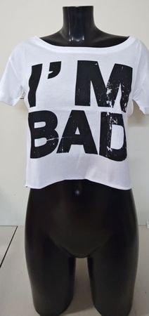 Crop-Top mit Aufdruck "I'M BAD" - Gr. XS neu. Damen.(nov410)