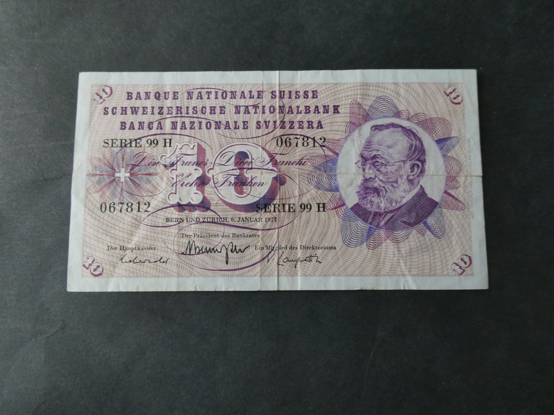 Billets de banque: Schweiz 1977,  10 Franken – D'occasion à Hinterforst par Rohusri