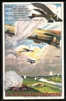 Zeppeline und Flugzeuge bombardieren fei