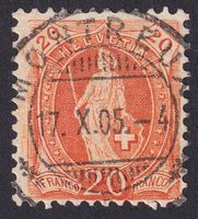 67D, Stehende Helvetia mit Vollstempel MONTREUX VD