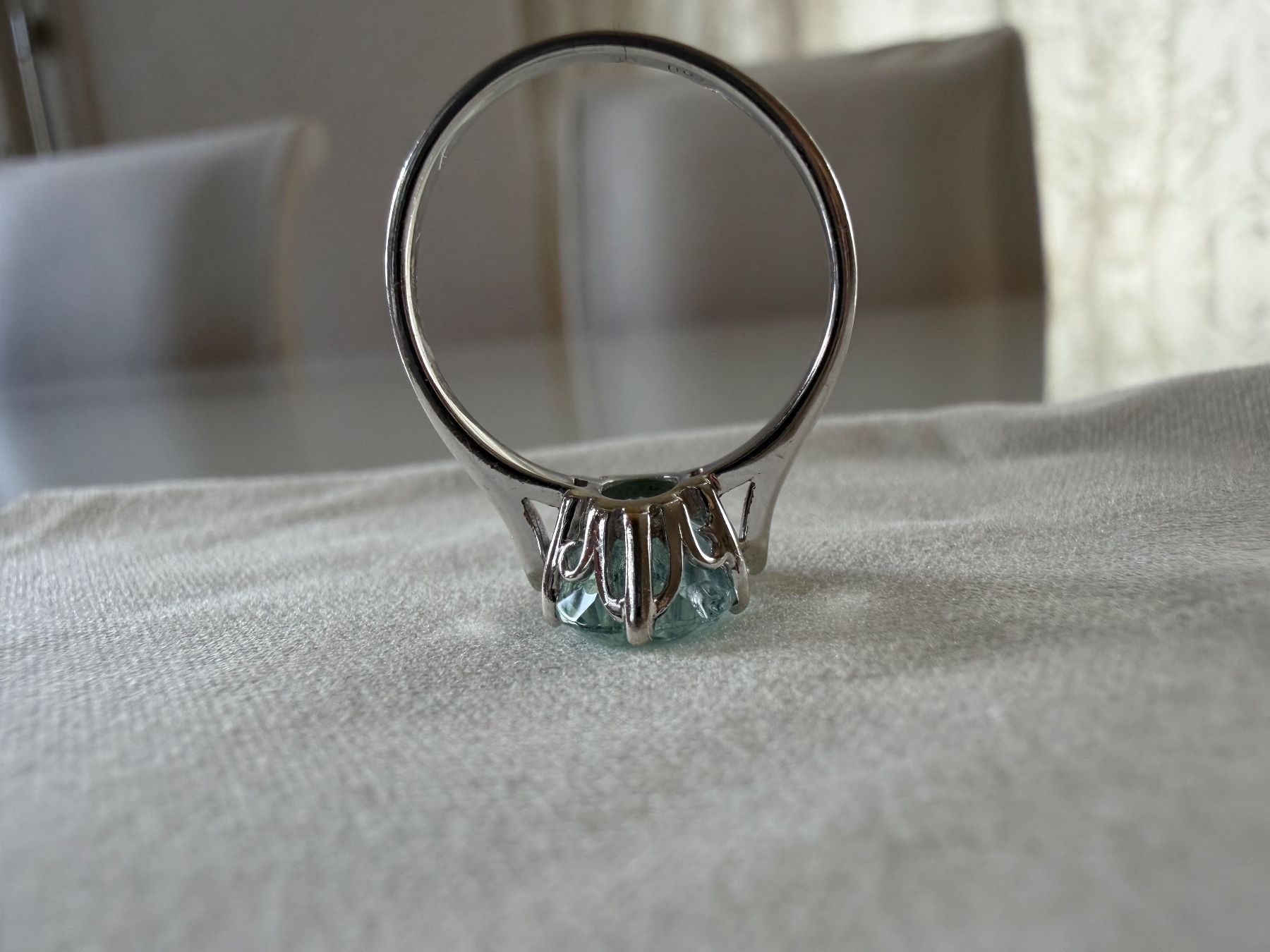 Anelli: Bague en or blanc avec aigue-marine véritable – Usato da Bussigny venduto da ccch 4