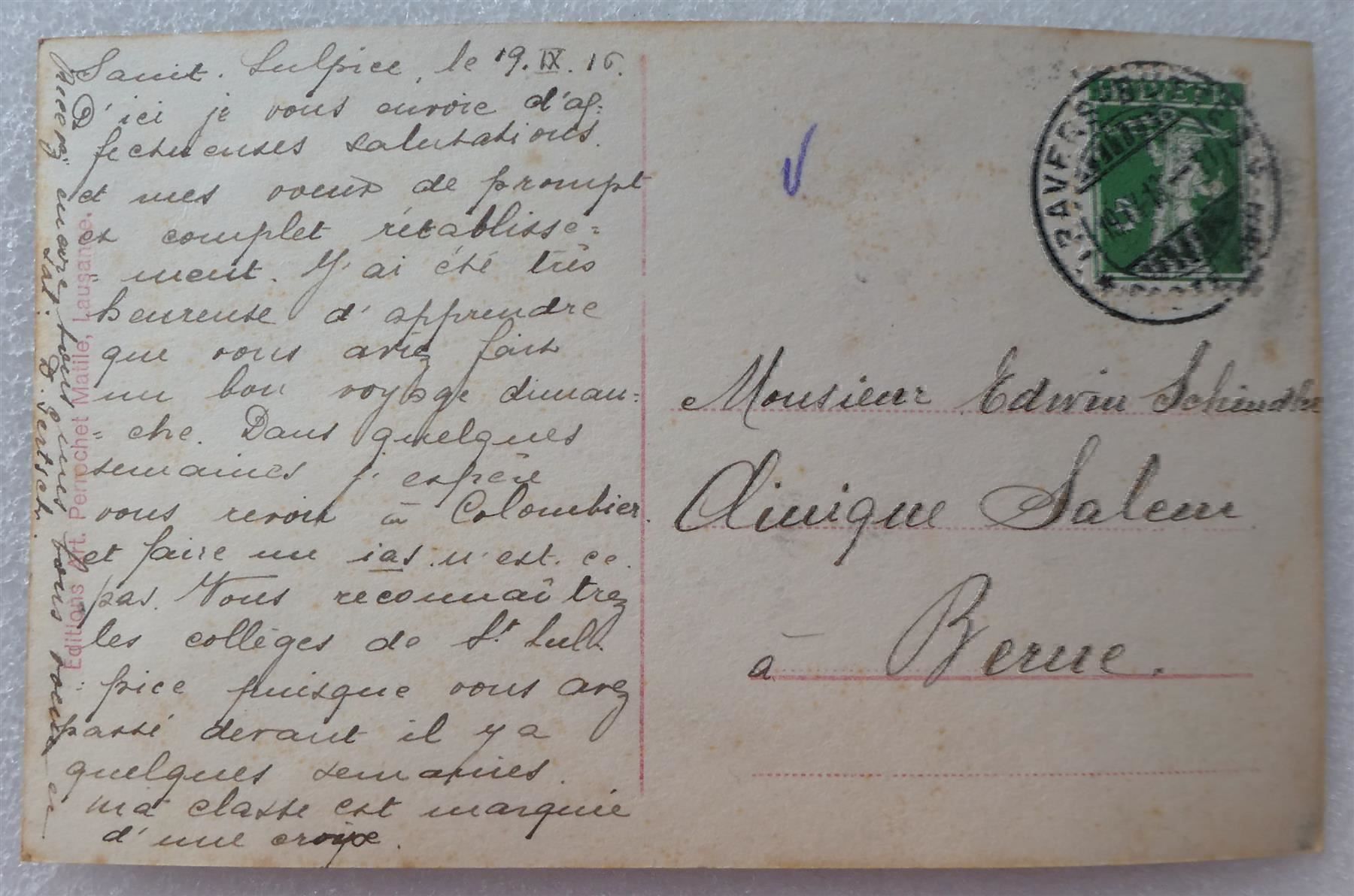 Cartoline postali: Saint Sulpice Les Colléges Val-de-Travers Perrochet – Usato da Frauenfeld venduto da Astra13 1