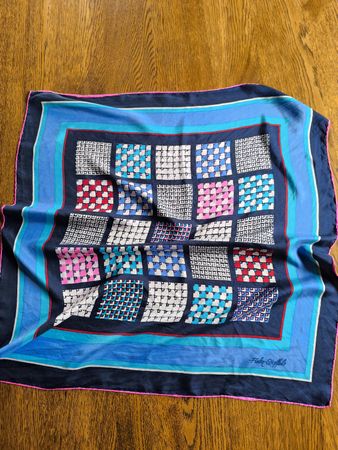 Fisba Stoffels Seidenfoulard Blau/Türkistöne
