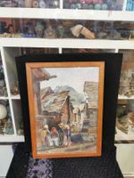 GRANDE AQUARELLE SIGNÉE MONTAGNARDS SUISSES