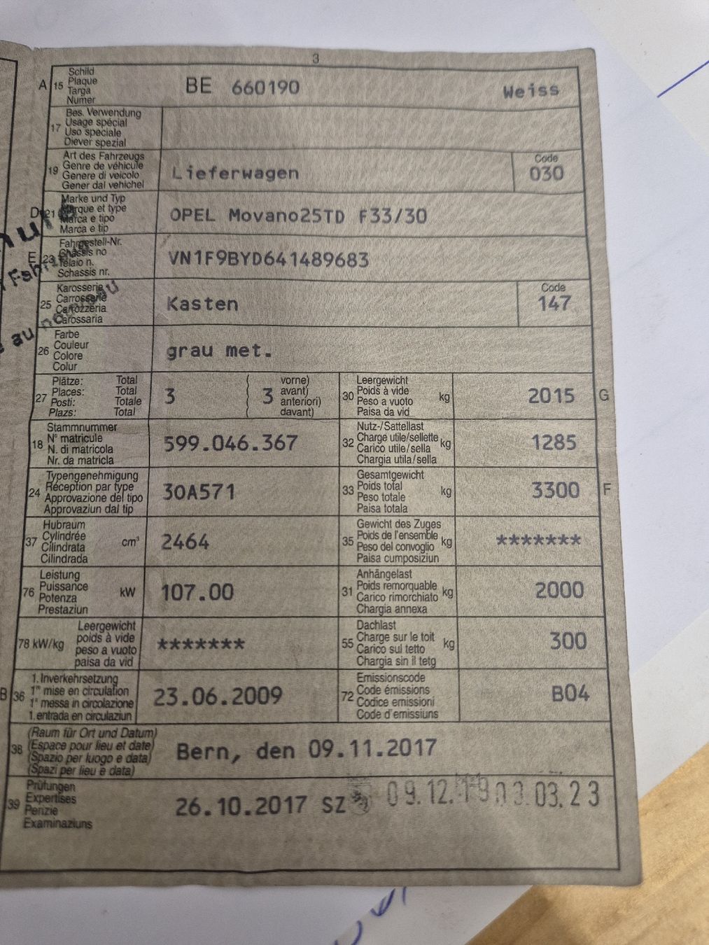 Opel Veicoli commerciali: Opel Movano – Difettoso da schwadernau venduto da mf8480 9