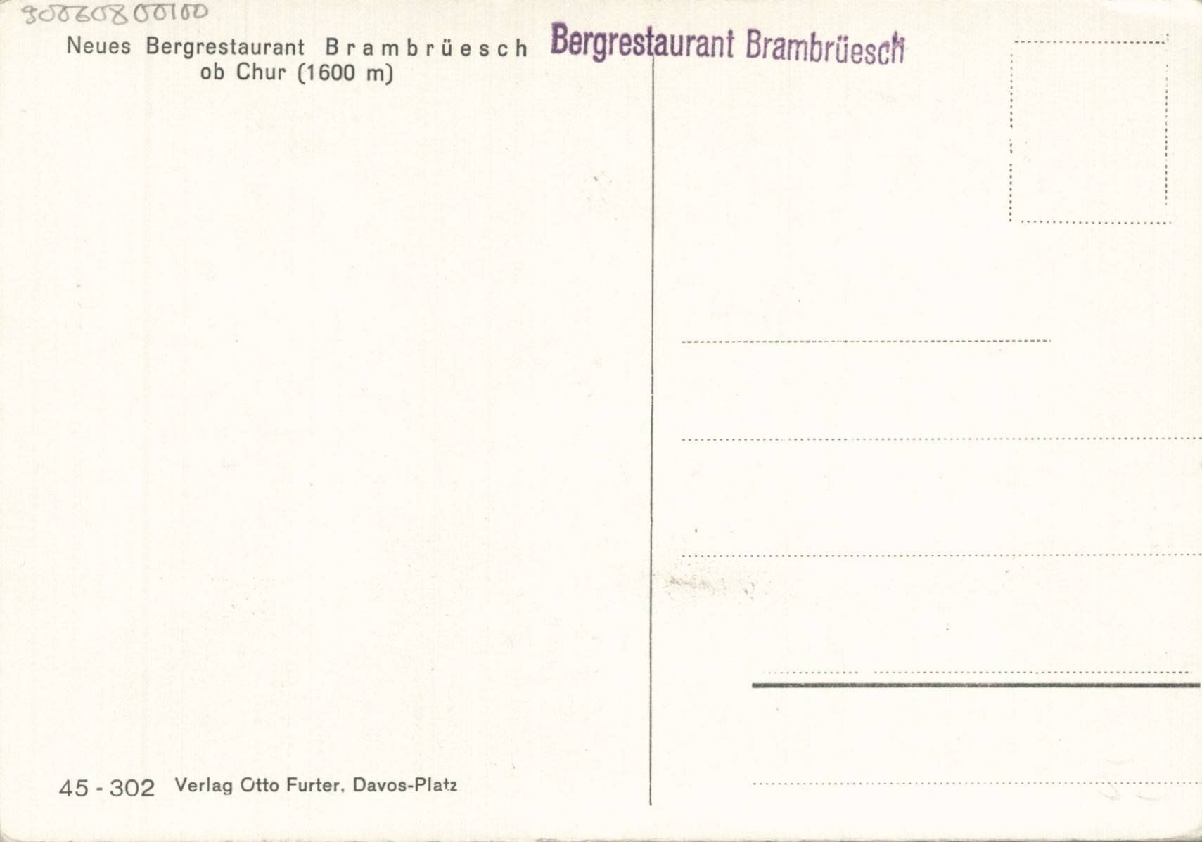 Cartoline postali: Alte Ansichtskarte Bergrestaurant Brambrüesch ob Chur – Usato da Luzern venduto da Kartenansicht 1