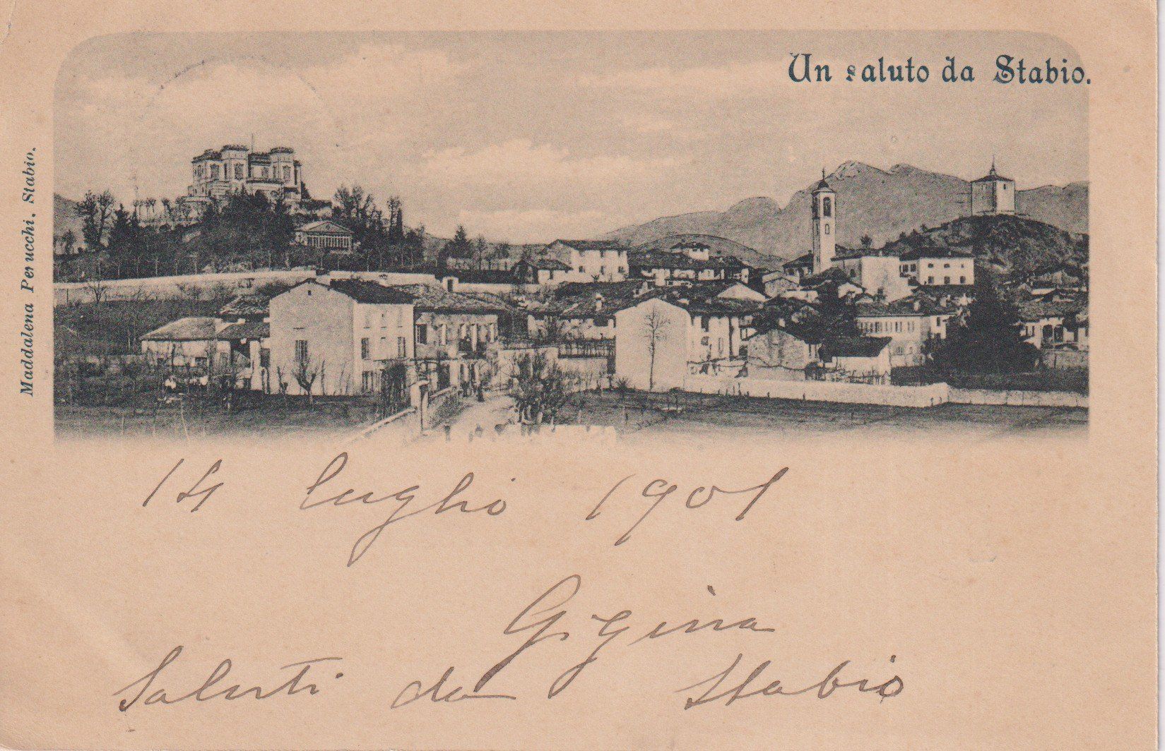 Ansichtskarten: AK Stabio - panorama, rara 1901 – Gebraucht aus Riva San Vitale von MAR-NAPO