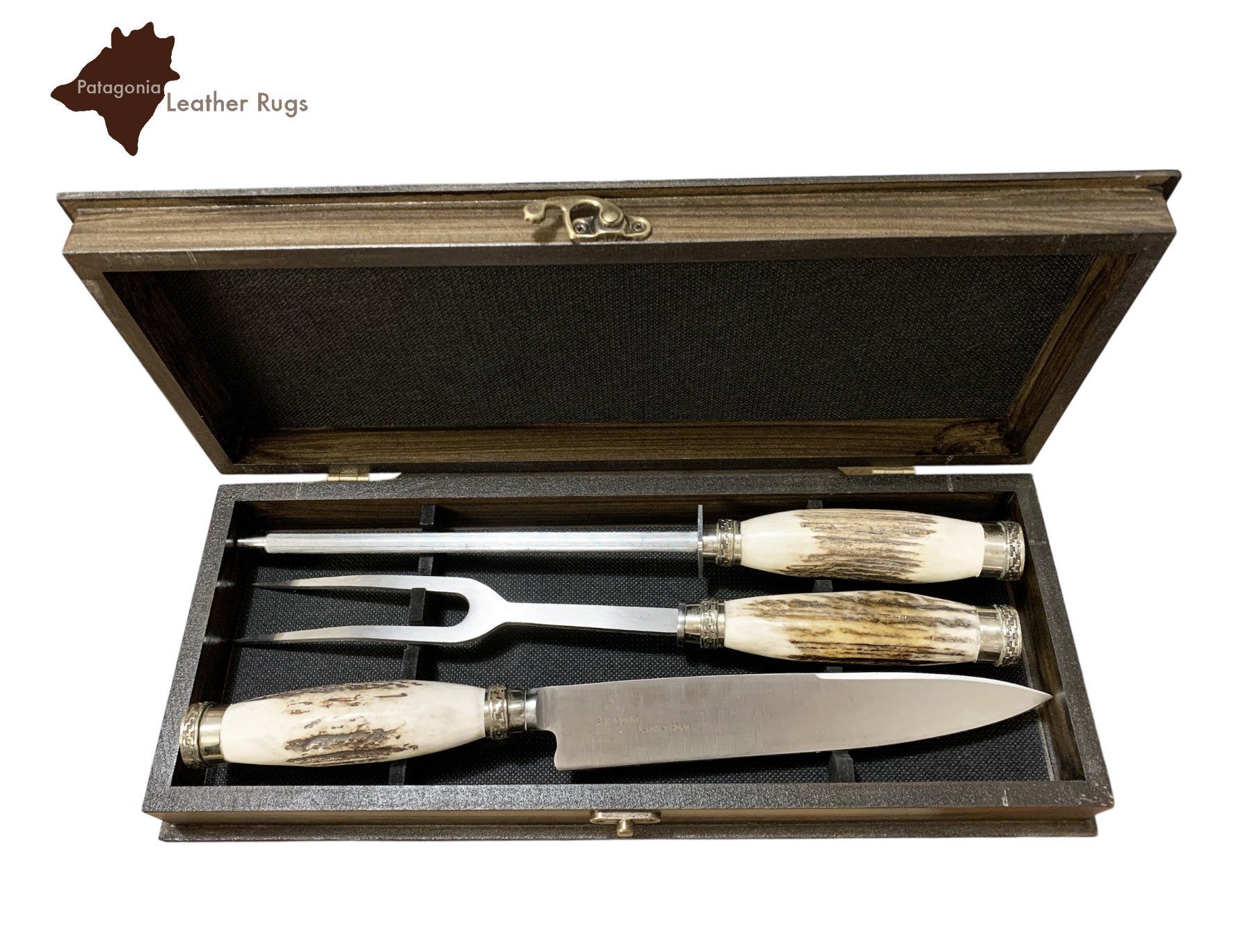 Bestecksets: Grillset mit Hirschhorn in Holzbox – Neu und originalverpackt aus Arbedo von patagonialeatherrugs 1
