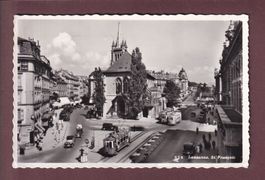 LAUSANNE - St. François - Tram - Autos - 1957