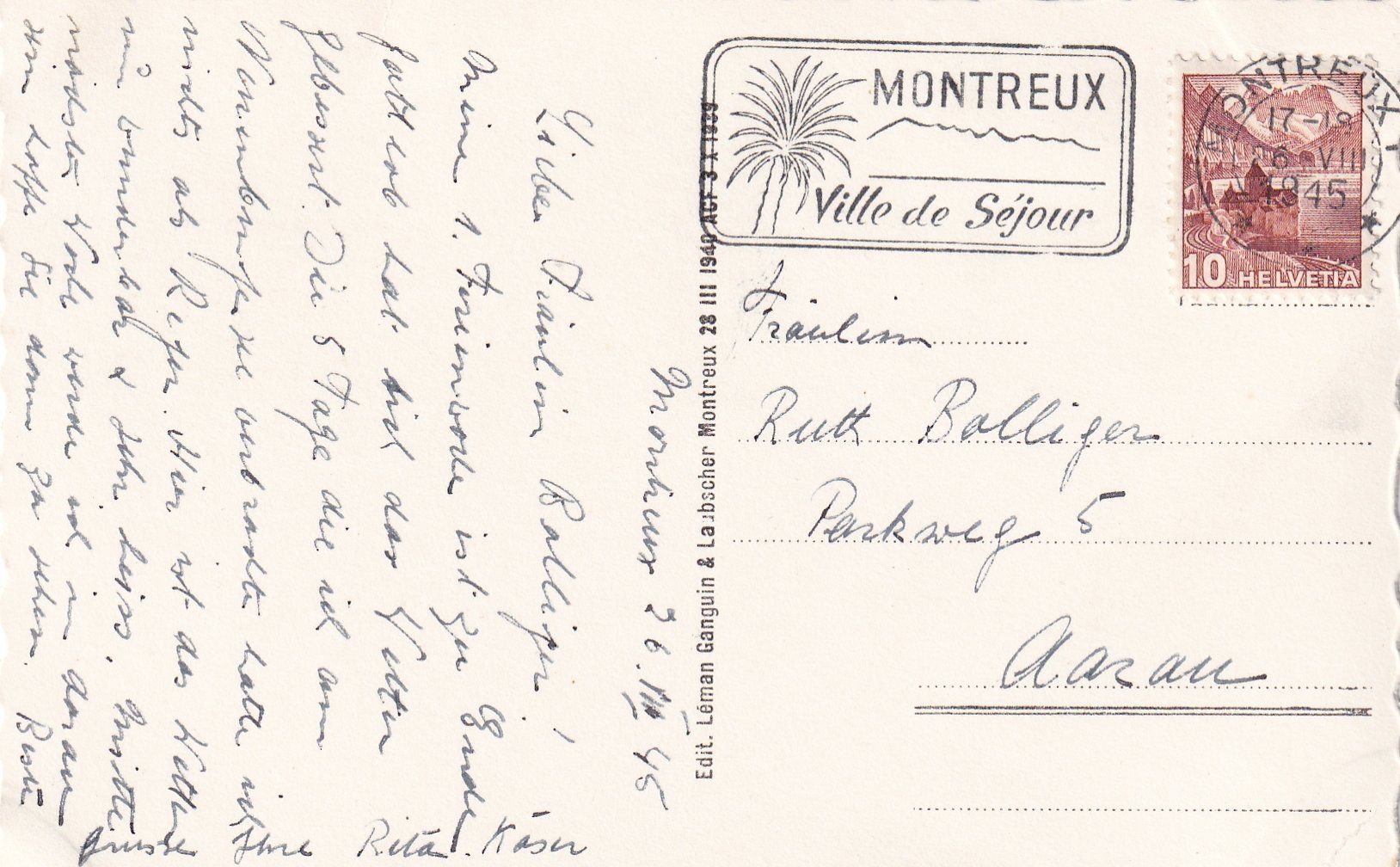Cartoline postali: Montreux - Le Quai /bo – Usato da Hombrechtikon venduto da Rudolf07 1