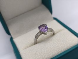 Silberring mit Amethyst im Tropfenschliff, Gr verstellbar