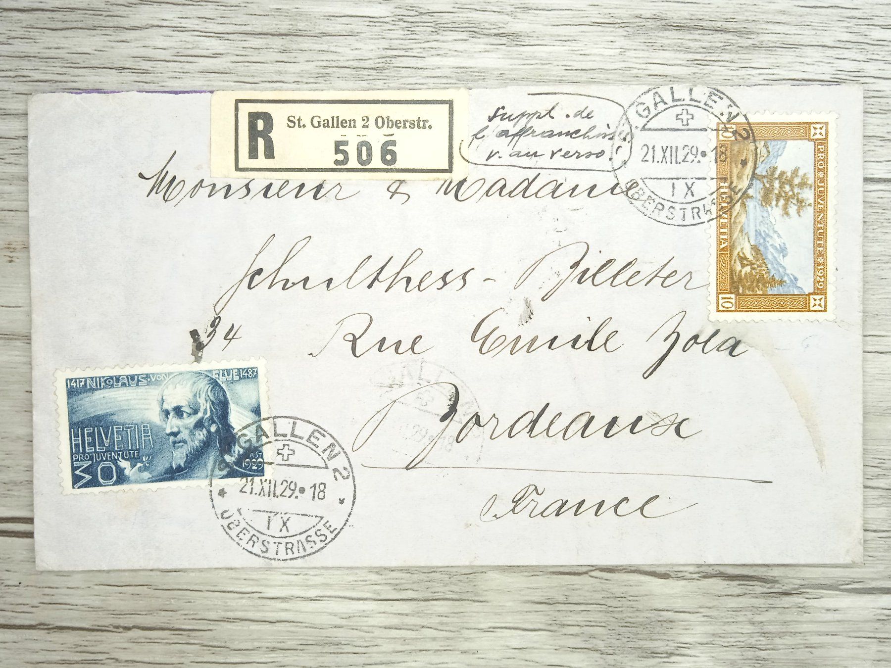 Tutti i francobolli: TR72 Enveloppe + Timbre Suisse 1929 – Usato da Cousset venduto da Patrick_Collections