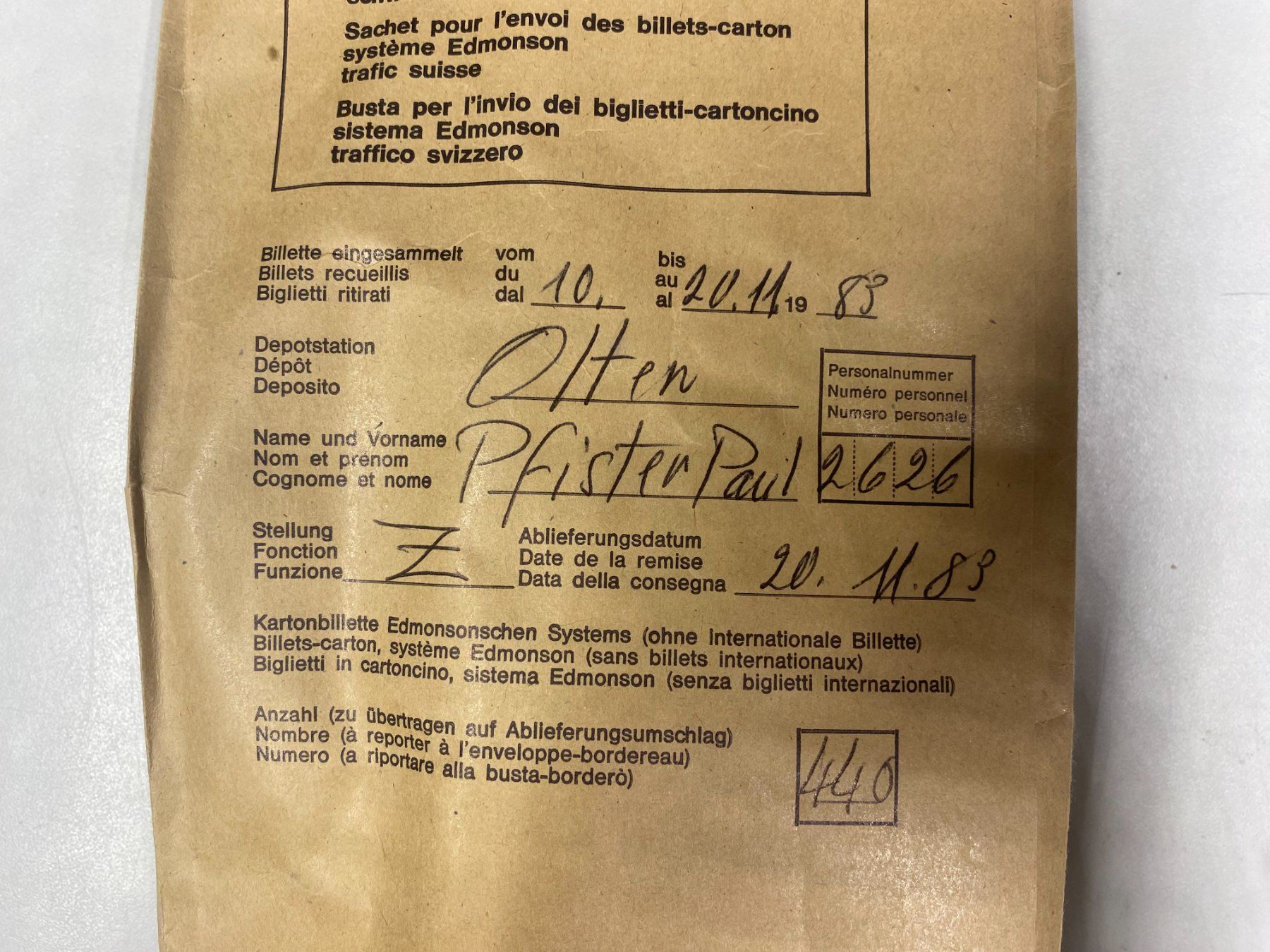 Biglietti: LOT Bahnbillette Olten //G333 – Usato da Bern venduto da JMsoehne1987