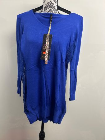 Pullover Lang Figurbetont blau one size Neu
