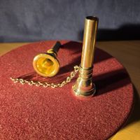 Mundstück Trompete versilbert, vintage mit Kette!🎺🎶 2 x