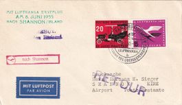 Erstflug Lufthansa Hamburg - Shannon 1955 (sehr selten !)