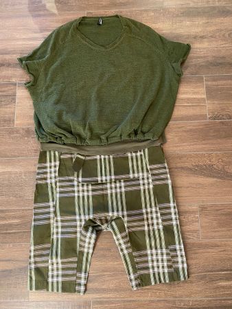 Rundholz Pullover kurzarm oversized grün Gr. M - XL