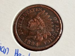 USA 1 Indian Head Cent 1894 ss - vzgl ++ Patina ++