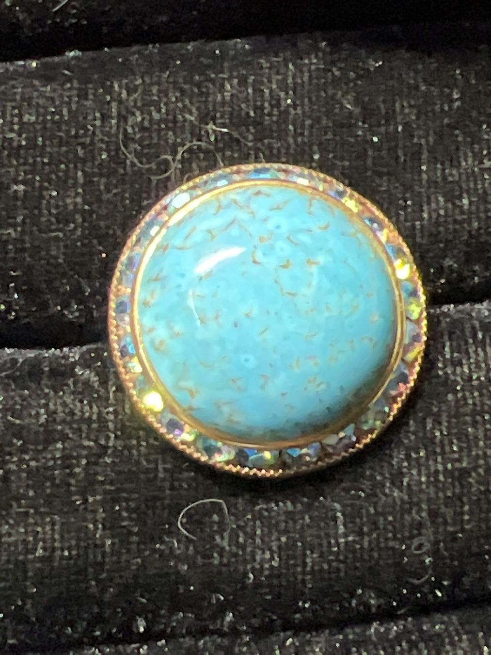Spille & Fermagli: Schöne Türkise Brosche vergoldet – Usato da Seon venduto da Sunny-Schmuck78 1
