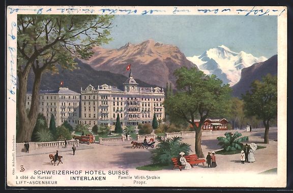 Cartoline postali: AK Interlaken, Schweizerhof Hotel – Usato da Berlin venduto da bartko-reher