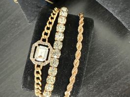 Elegantes Schmuckset, 3-teilig, Goldfarben - Top Zustand!