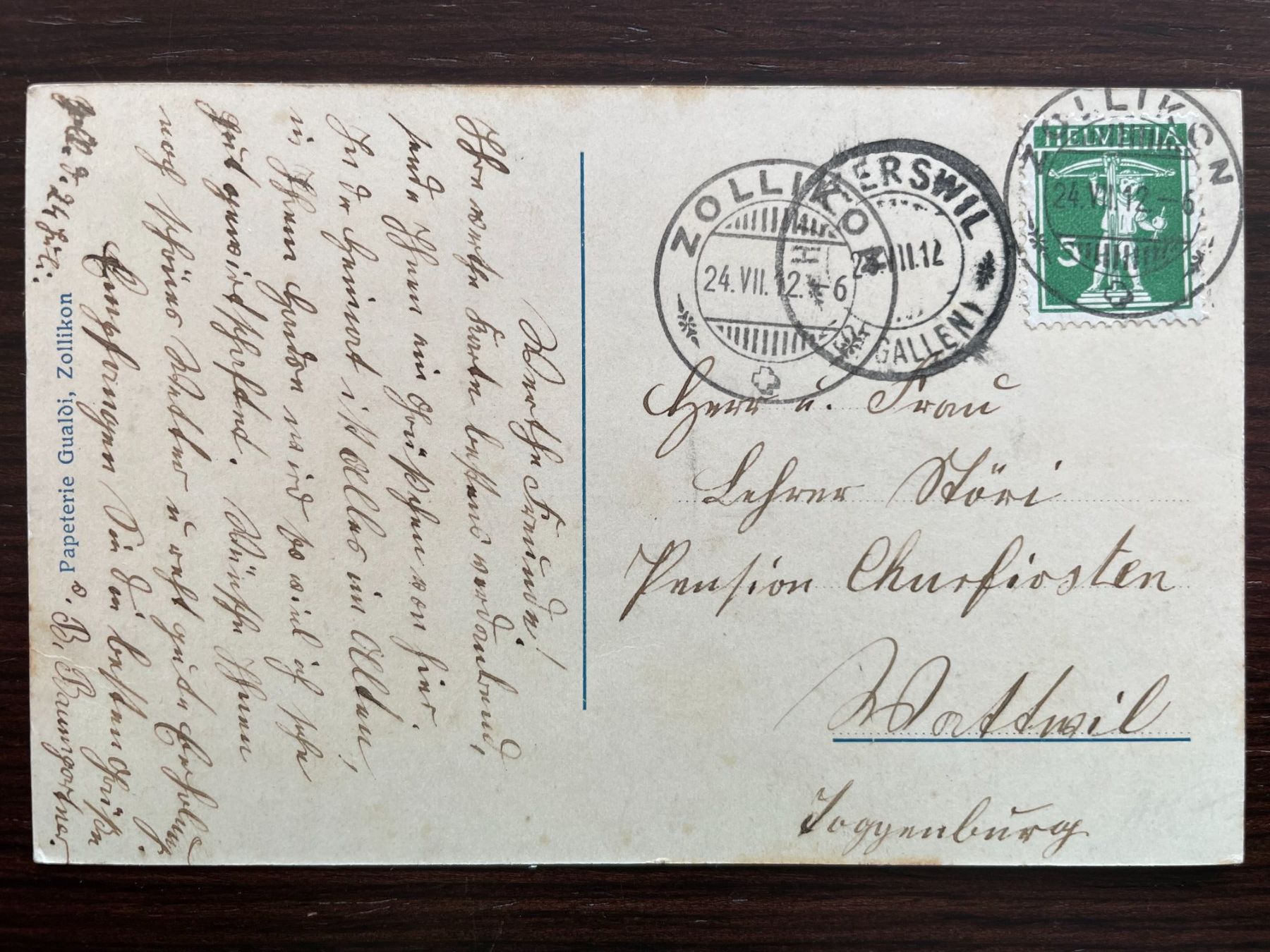 Cartoline postali: ZOLLIKON mit Dampfschiff / Dampfschwalbe, 2 Ansichtskarten – Usato da Wald ZH venduto da TLILEF 4