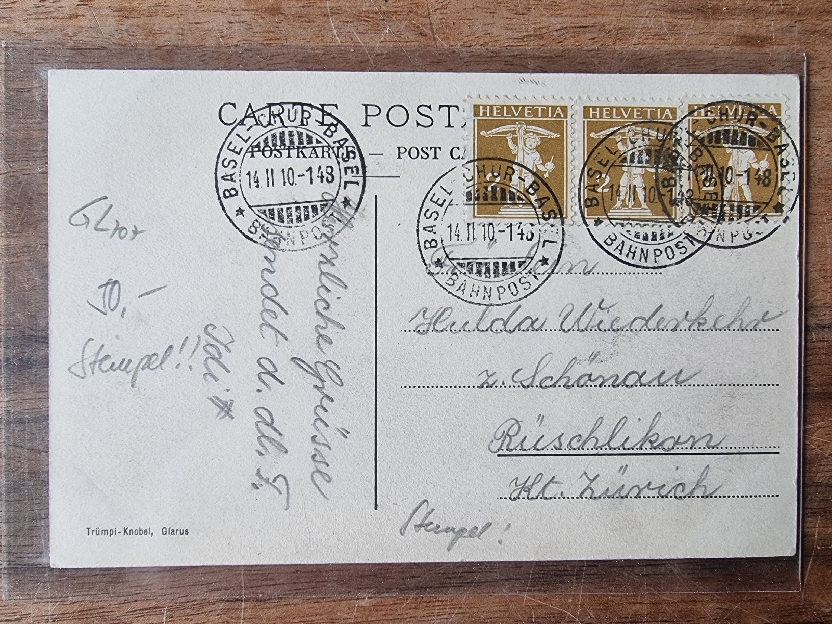 Cartoline postali: Ansichtskarte Ziegelbrücke Bahnhof mit Stempel Basel 14.10.1 – Usato da Grub SG venduto da zulu15 1